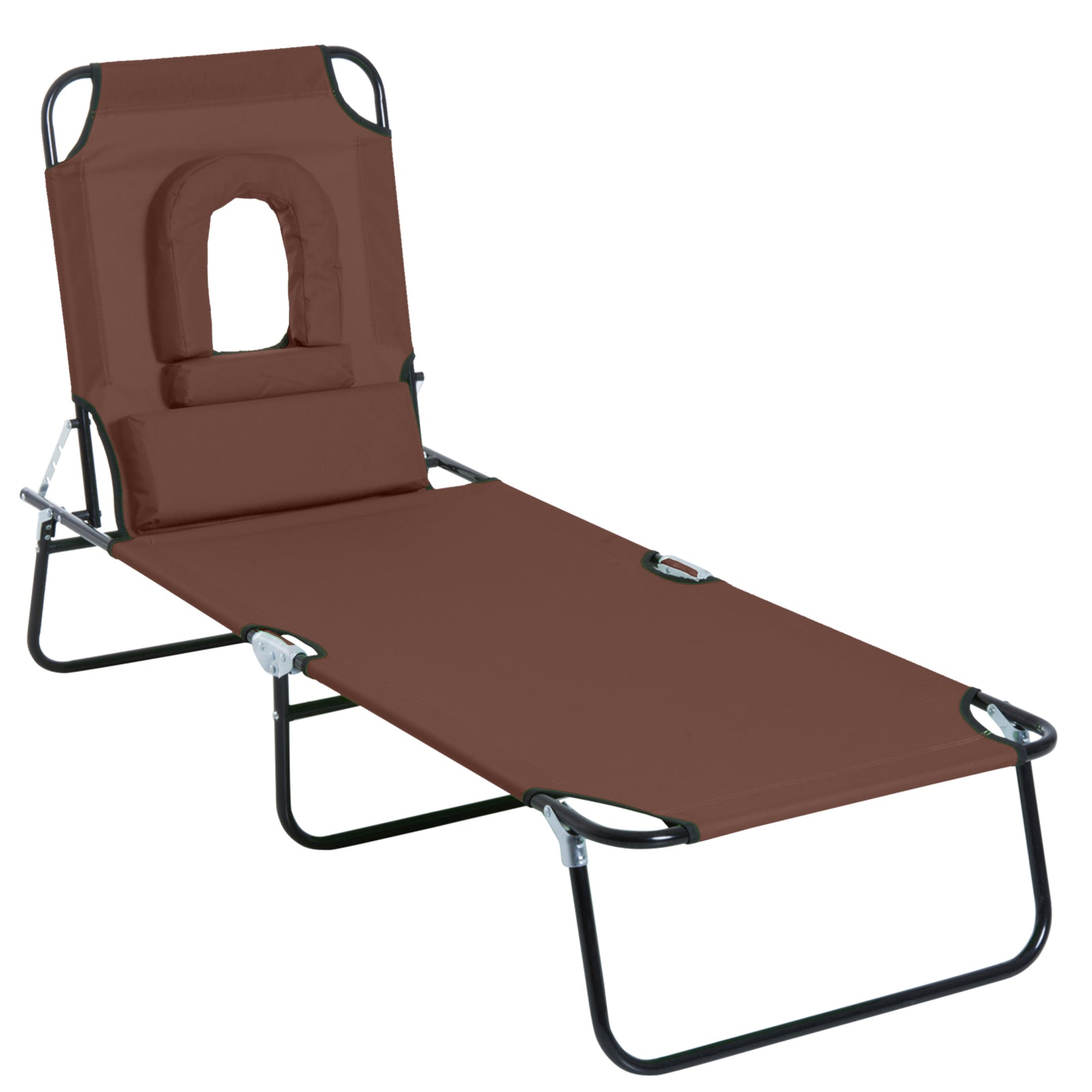 Garden Sun Lounger Folding Recliner Chair | Set of 1 | Brown