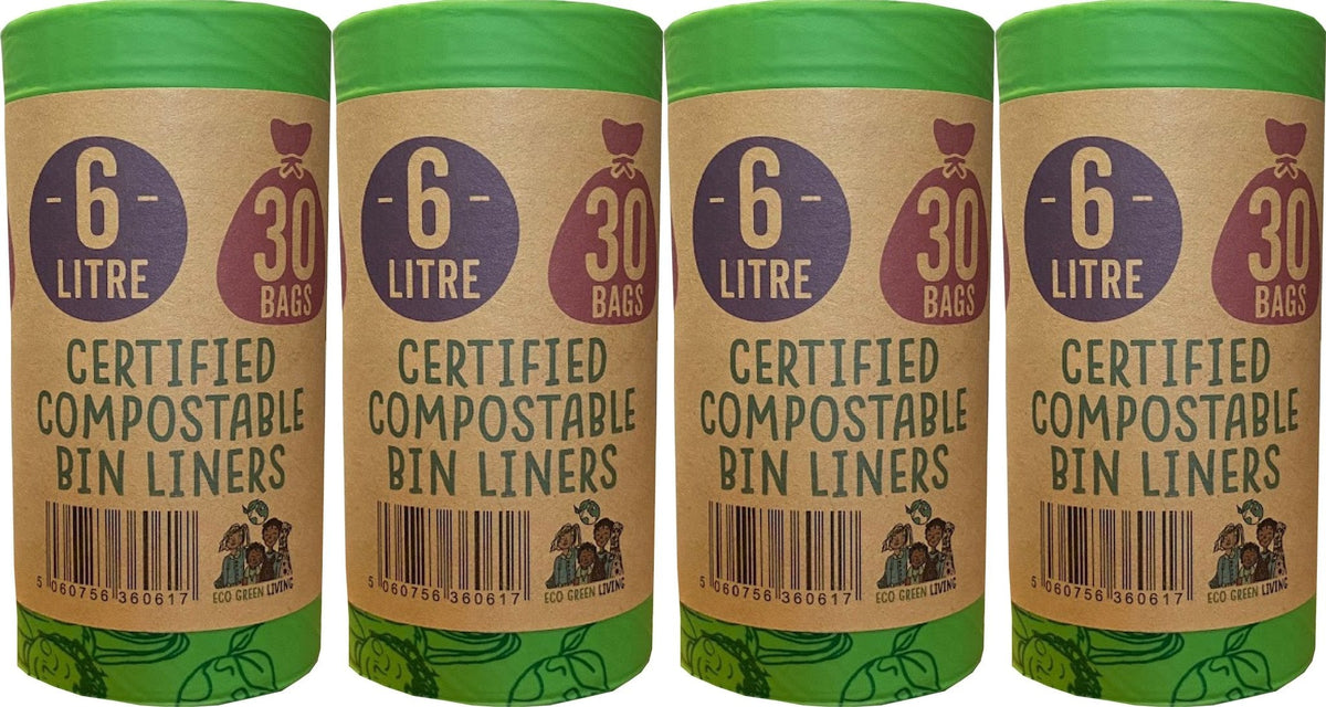 6 Litre Compostable Caddy Bags | Set of 4 | Green