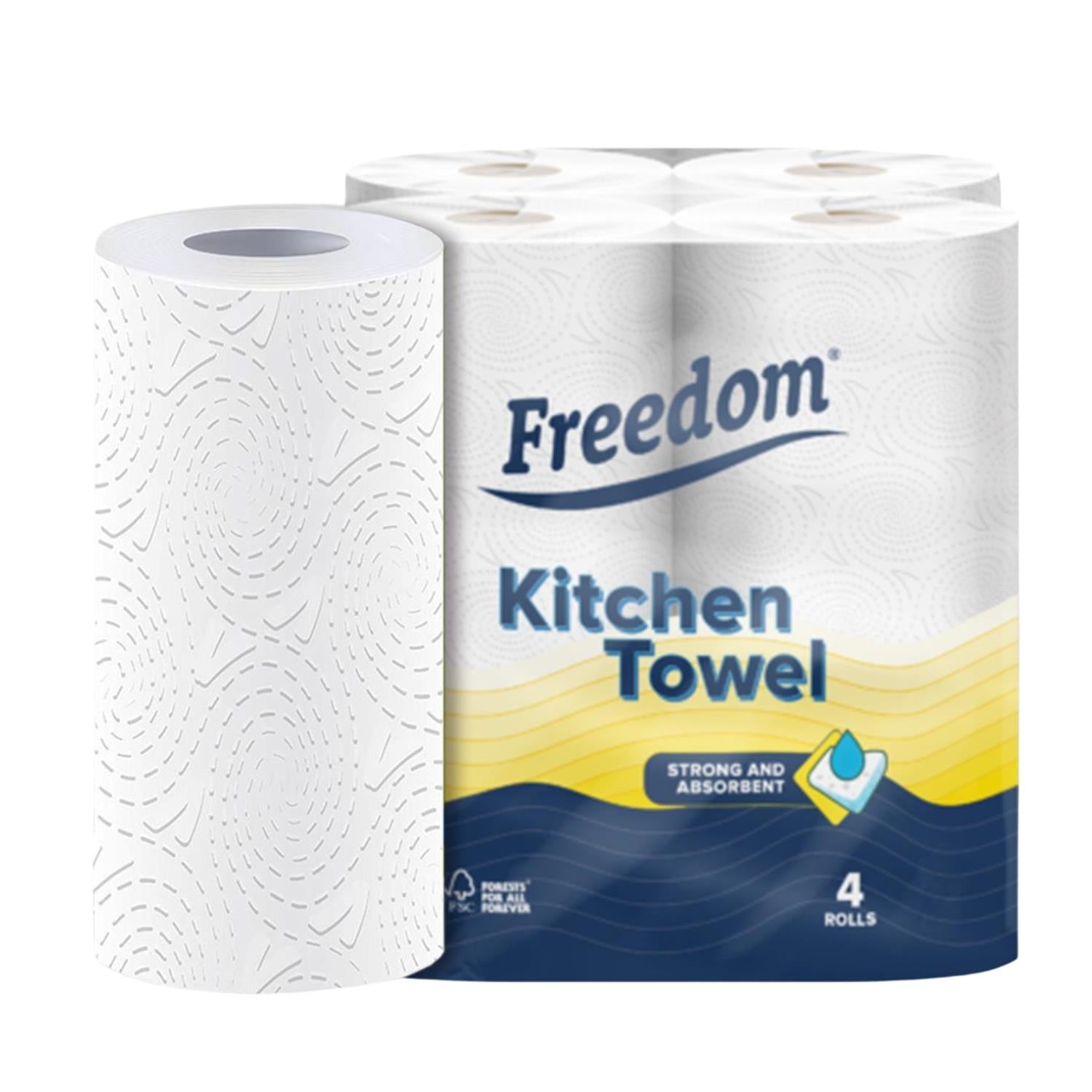 Freedom Soft White 3-ply 45 Rolls + Rhino Jumbo Kitchen Towels 24 Rolls