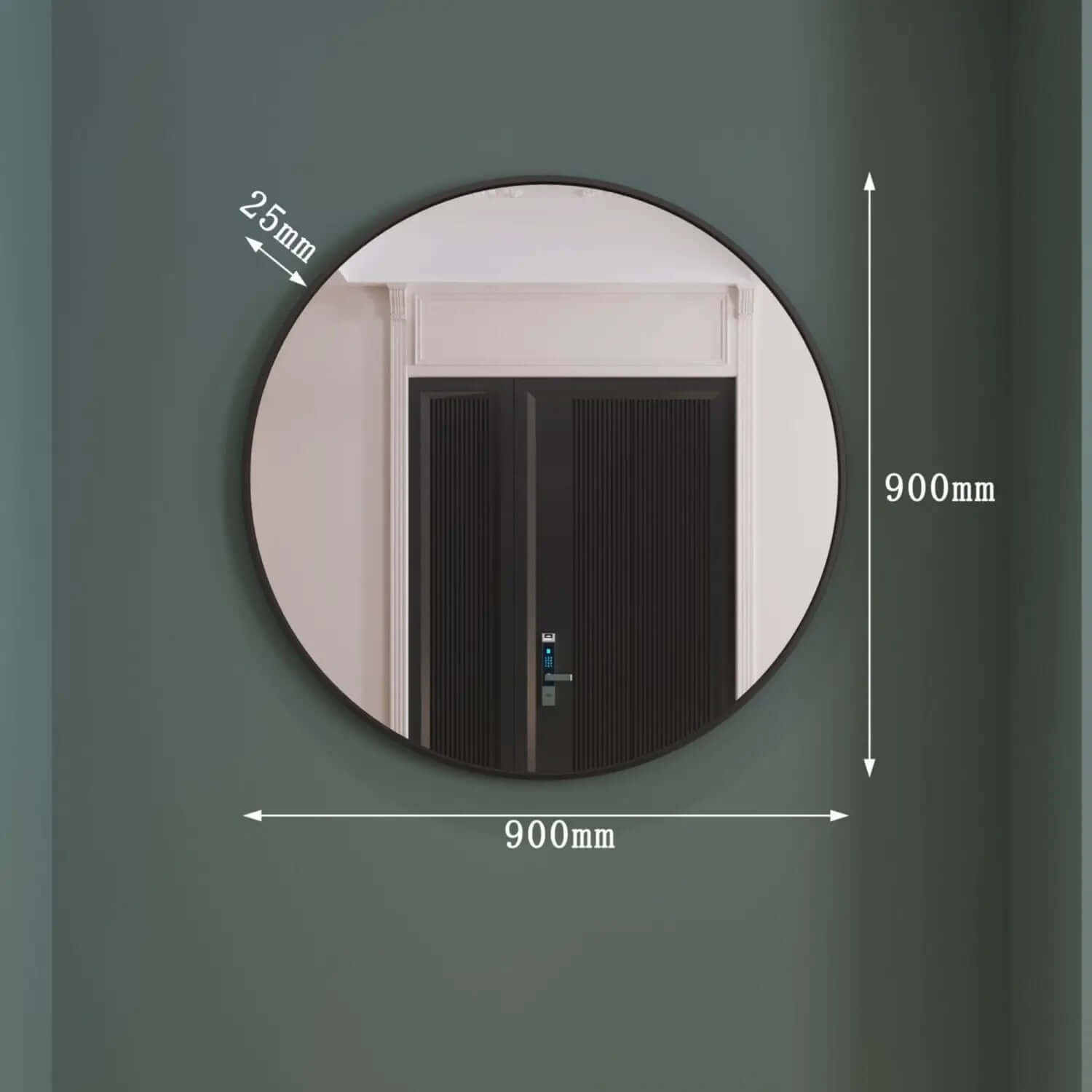 Rei - Round Metal Circle Mirror | 90cm x 90cm | Black