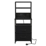 Levede Bedside Table With Charging Station,led Light 2 Drawers Storage Black