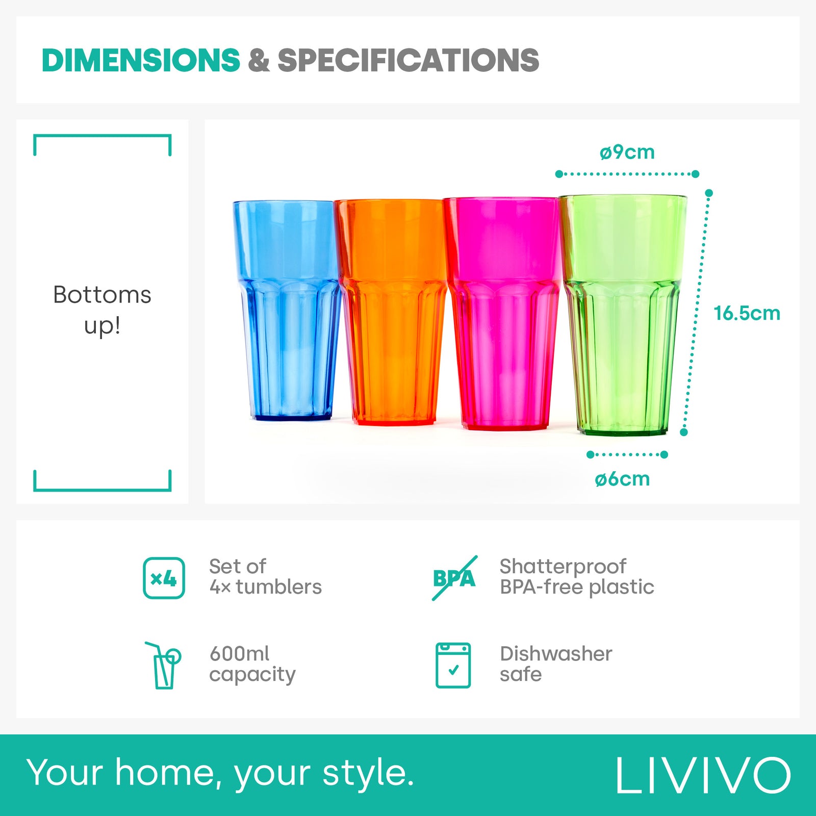 Multicolour Plastic Tumbler Set Of 4