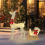 4ft Light Up Reindeer & Sleigh Christmas Decoration
