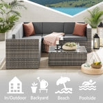 Stylish Tatton Grey Rattan 6-seater Corner Sofa And Coffee Table Set For Outdoor Spaces | Gray