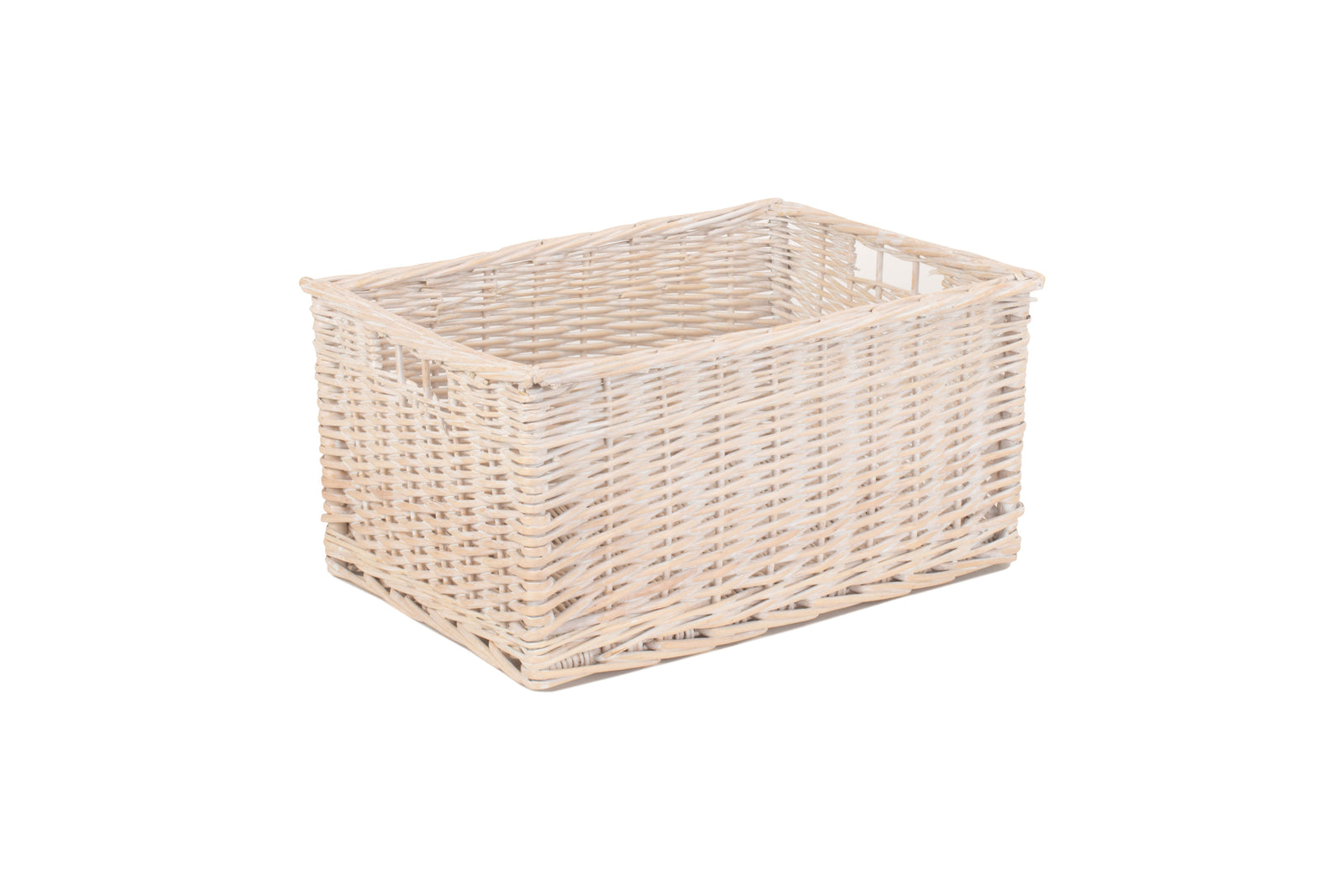Wicker White Wash Storage Open Basket | Large | White