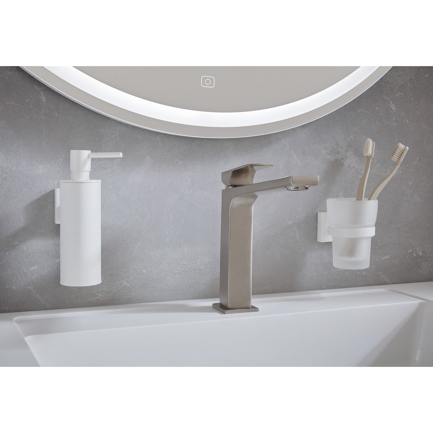 Wall Mounted 150ml Soap Dispenser With Square Back Plate | White