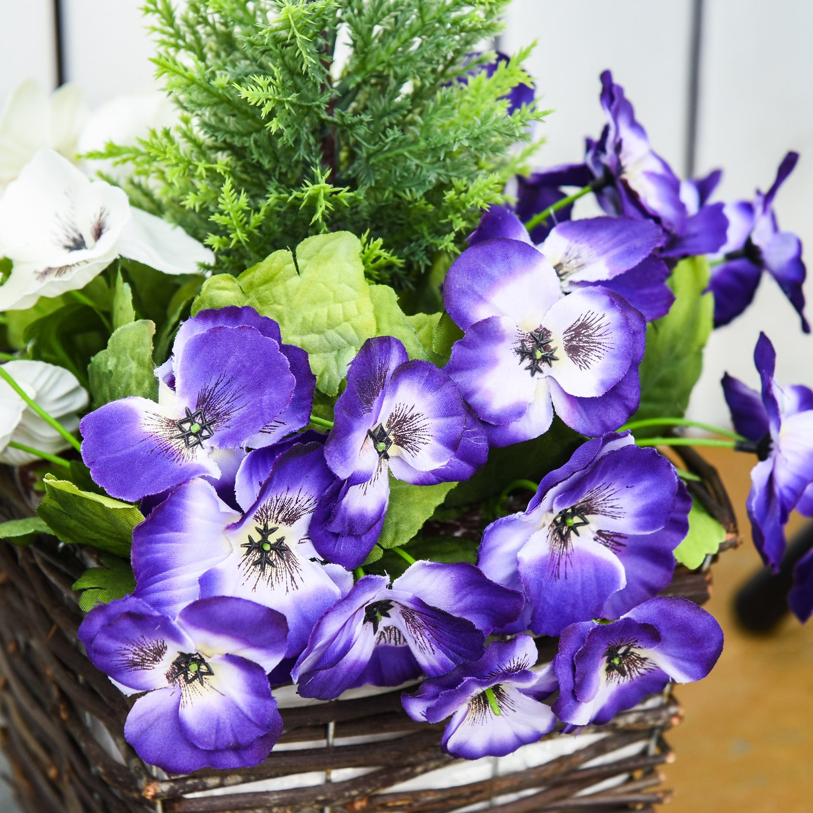 2 Pcs 45cm Artificial Phalaenopsis With Straw Plaiting Pot