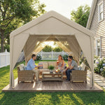 3 X 3 M Outdoor Patio Gazebo With Netting And Curtains | Khaki