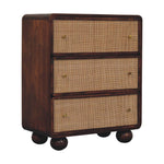Chestnut Woven Chest, 3 Drawers, Woven Fronts, Brown