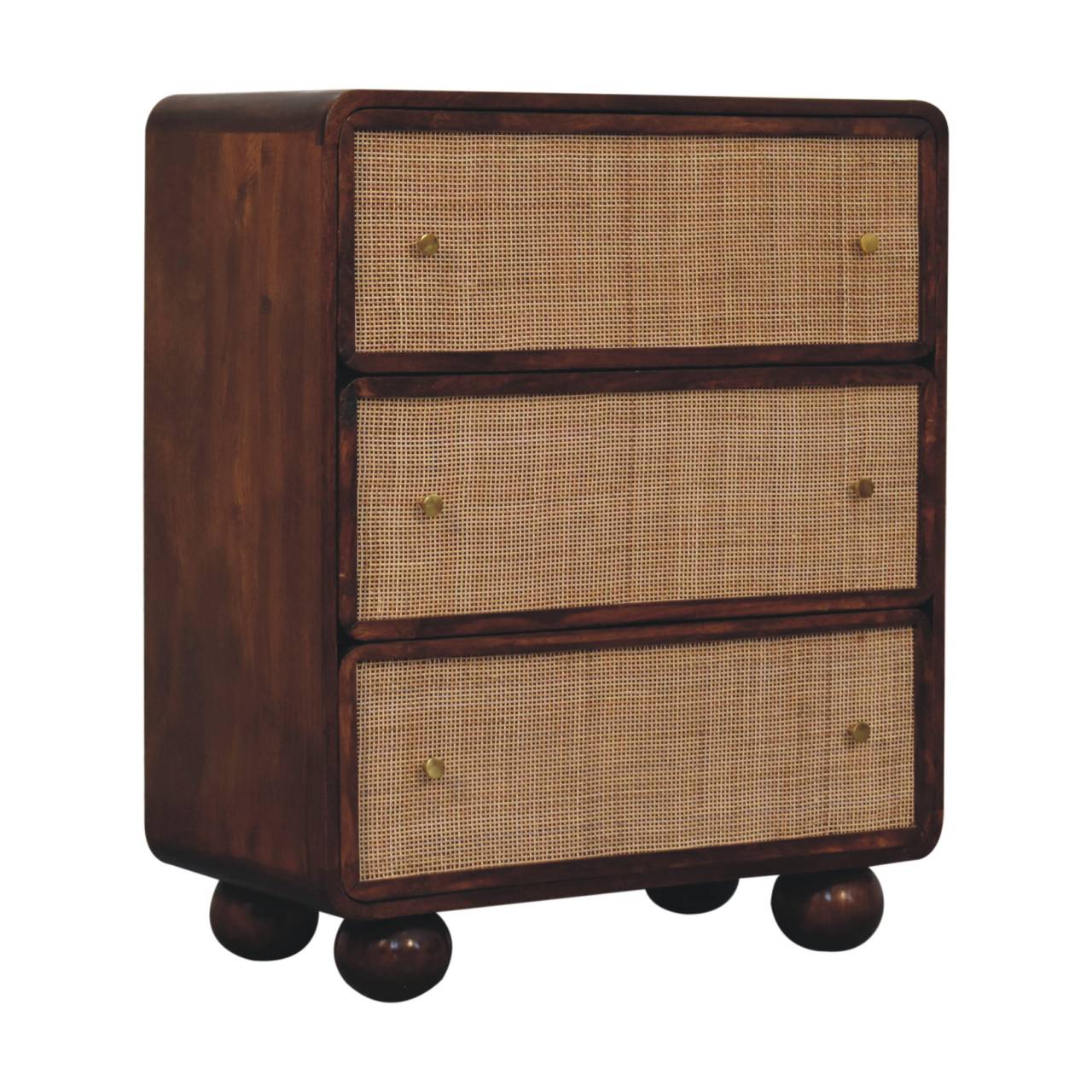 Chestnut Woven Chest, 3 Drawers, Woven Fronts, Brown