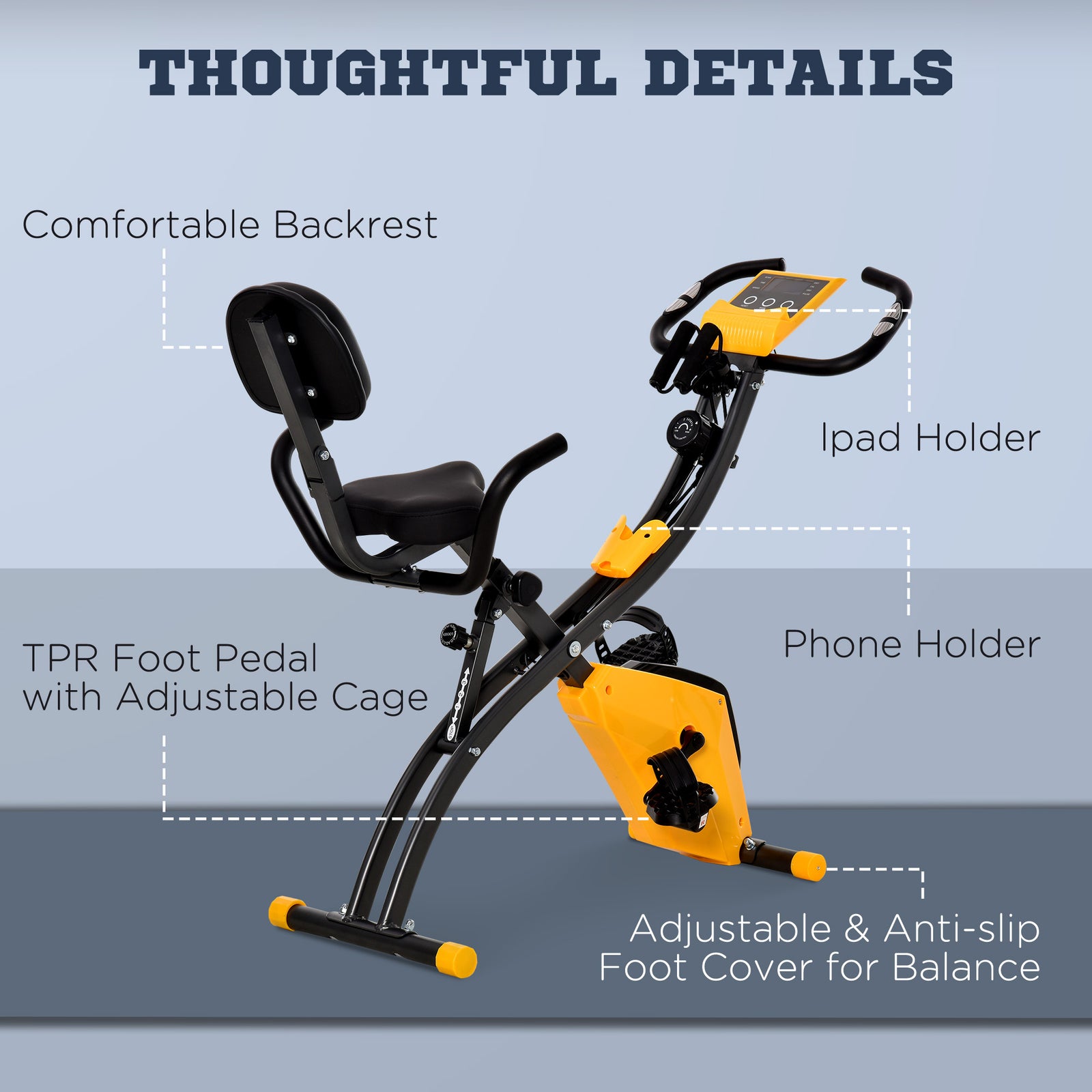 2-in-1 Folding Exercise Bike With 8-level Magnetic Resistance | Yellow