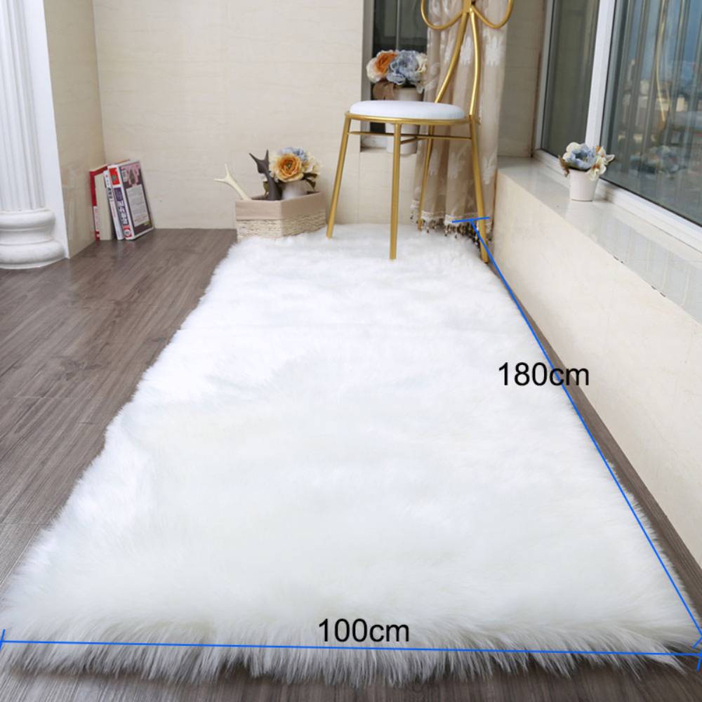 Retangular Super Soft Shaggy Area Rug White