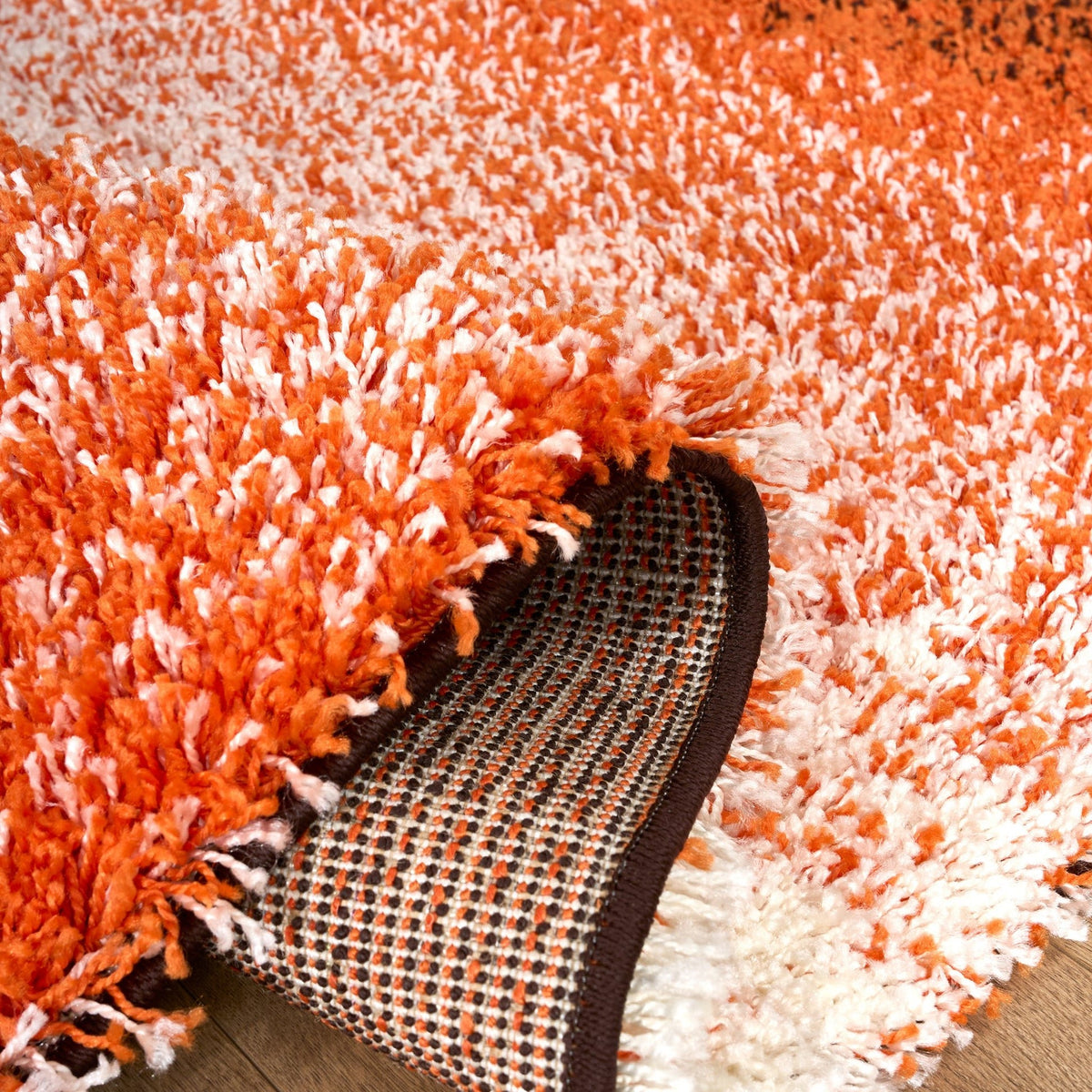 Blended Thick Shaggy Fluffy Deep Pile Living Room Rug | 80cm x 150cm | Orange