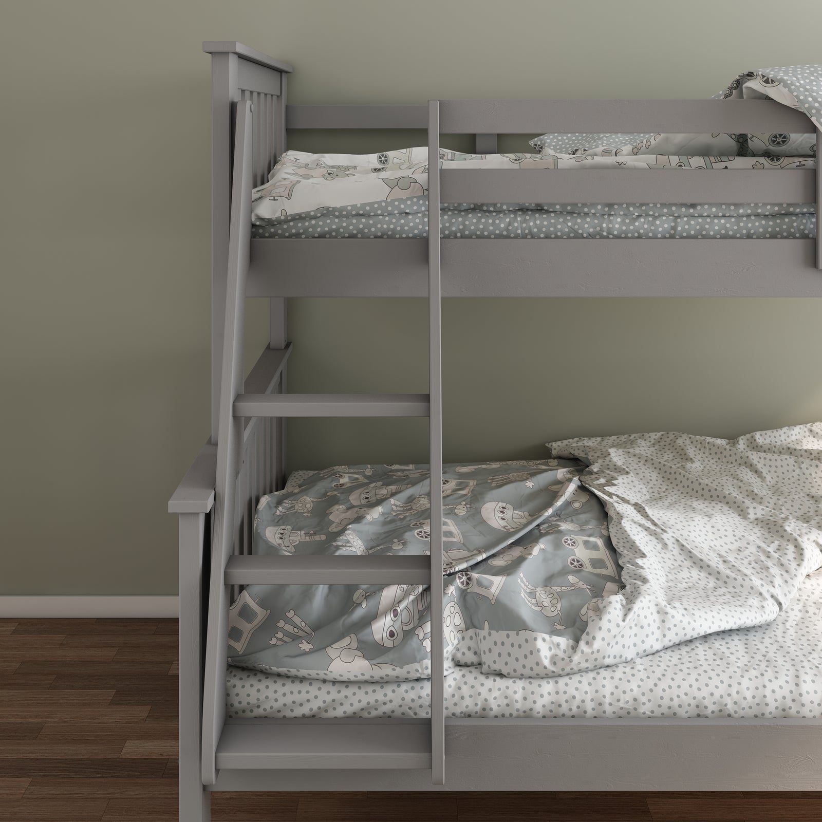 Carra Triple Sleeper Bunk Bed With Pocket Mattresses | Small Double | Grey