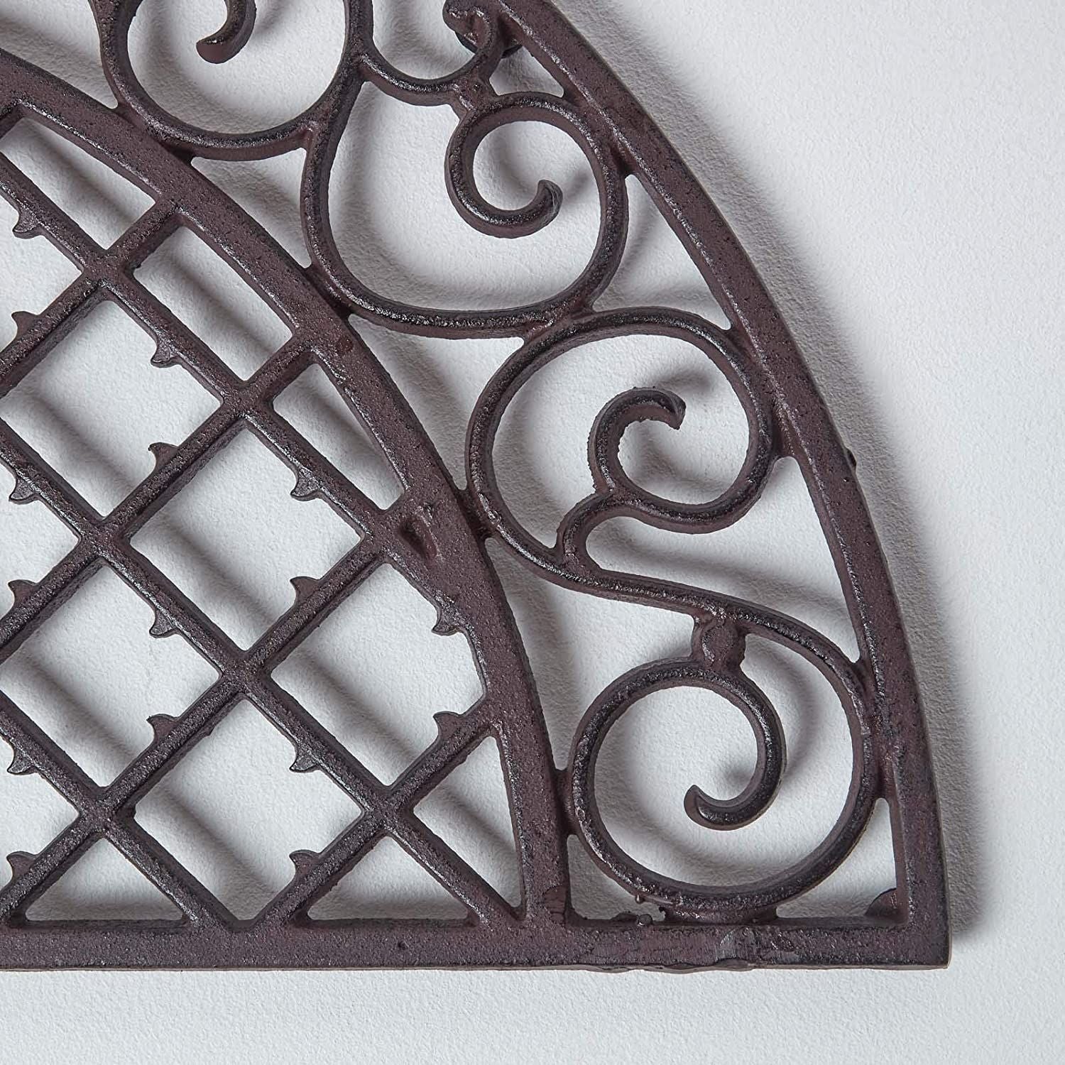 HOMESCAPES Brown Half Moon Parisian Cast Iron Doormat