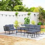 6 Piece Rattan Set, 8 Seater Corner Sofa