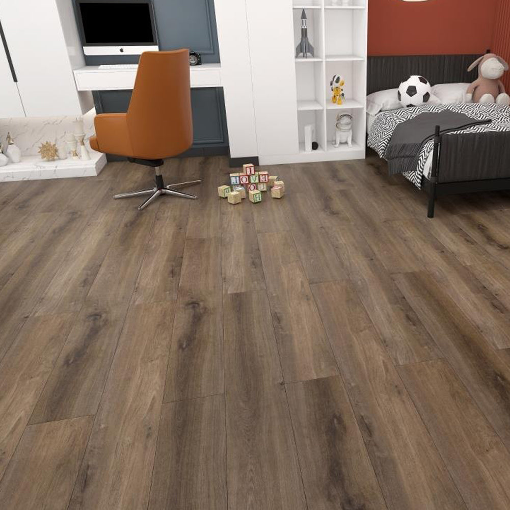 Pvc Wooden Self-adhesive Laminate Flooring Planks For Home Decor | Dark Brown