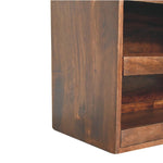 California Walnut & Mud Linen Pull Out Shoe Bench In Solid Wood | Chocolate Brown