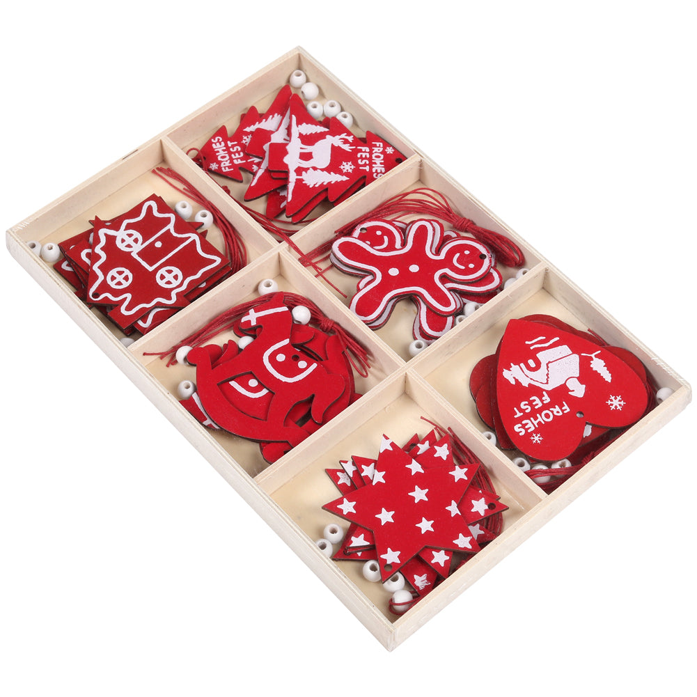 Christmas Tree Wooden Hanging Ornament Set