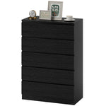 HOMCOM Chest Of Drawers With 5 Drawers, Modern Dresser For Bedroom, Black