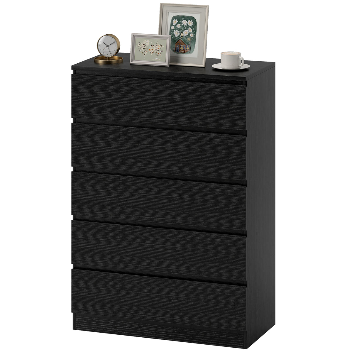 HOMCOM Chest Of Drawers With 5 Drawers, Modern Dresser For Bedroom, Black