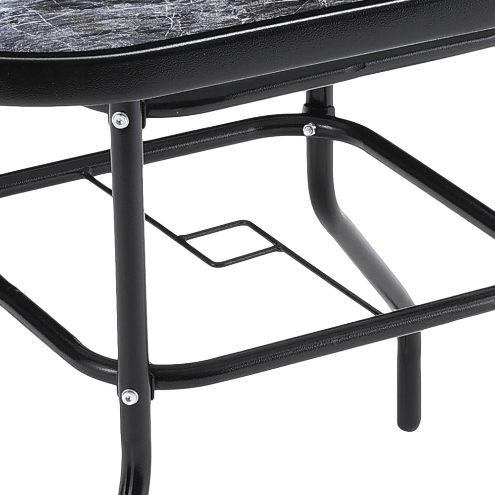 Square Garden Tempered Glass Marble Coffee Table - 80cm X 72cm H