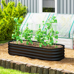 Galvanised Raised Garden Bed Planter Box With Safety Edging | Black