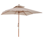 3x3m Folding Bamboo Parasol With 2 Pulley