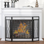 126cm 3 Panel Metal Folding Fireplace Screen Protective