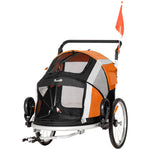 Pawhut 2-in-1 Dog Bicycle Trailer W/ Safety Leash, Reflectors - Orange