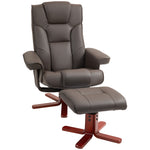 Reclining Armchair With Footstool And Adjustable Backrest | One Size | Brown