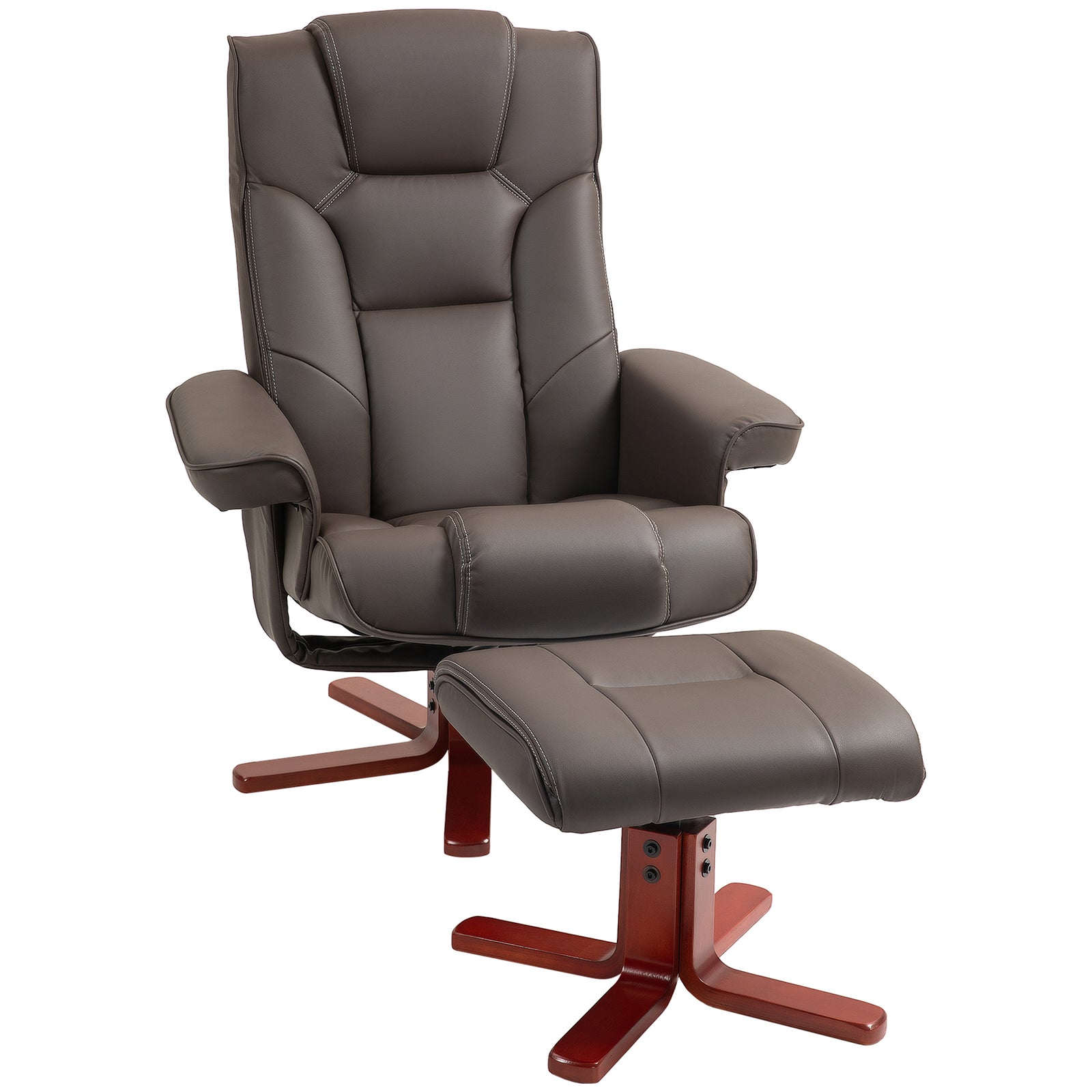 Reclining Armchair With Footstool And Adjustable Backrest | One Size | Brown