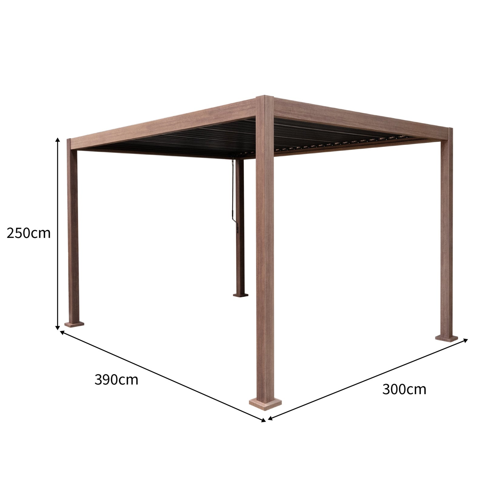 Wood Effect Aluminium Pergola | 4m x 3m | Brown