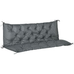 3 Seater Garden Bench Cushion Outdoor Seat Pad With Ties | Dark Gray