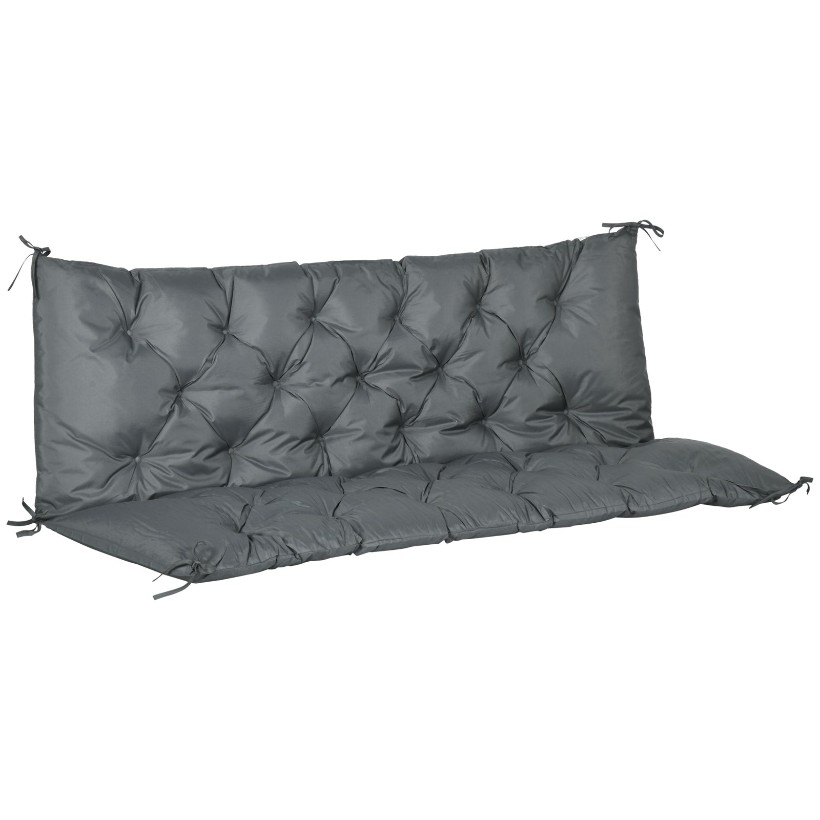 3 Seater Garden Bench Cushion Outdoor Seat Pad With Ties | Dark Gray
