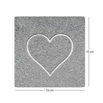 Spaghetti Anti Slip Square Shower/bath Mat - Heart Embossed | 53cm x 53cm | Grey