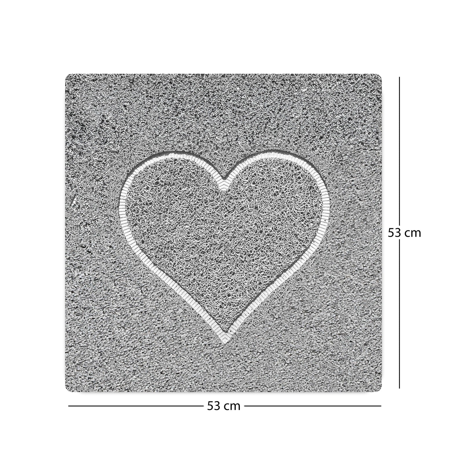 Spaghetti Anti Slip Square Shower/bath Mat - Heart Embossed | 53cm x 53cm | Grey