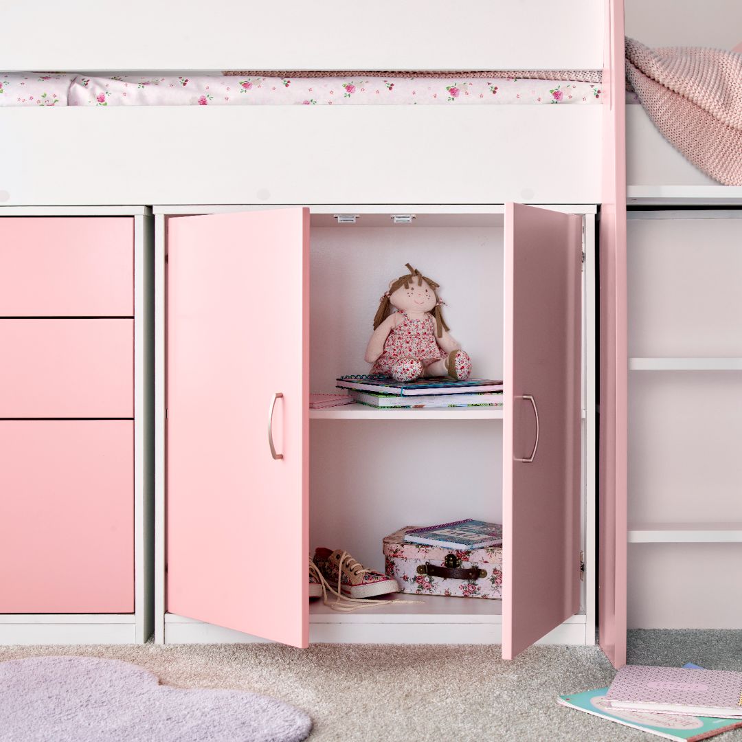Lacy Storage Mid Sleeper Bed | Single | Pink