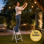 2 Step Ladder, Heavy-duty Steel Folding Home Diy Step Stool With Wide Non-slip Steps & Anti Slip Feet 150kg Capacity | 2 Step | White