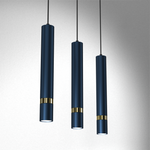 Joker Contemporary Pendant Lamp 3xgu10 Hand Made Cylindrical Style Light | Blue & Gold