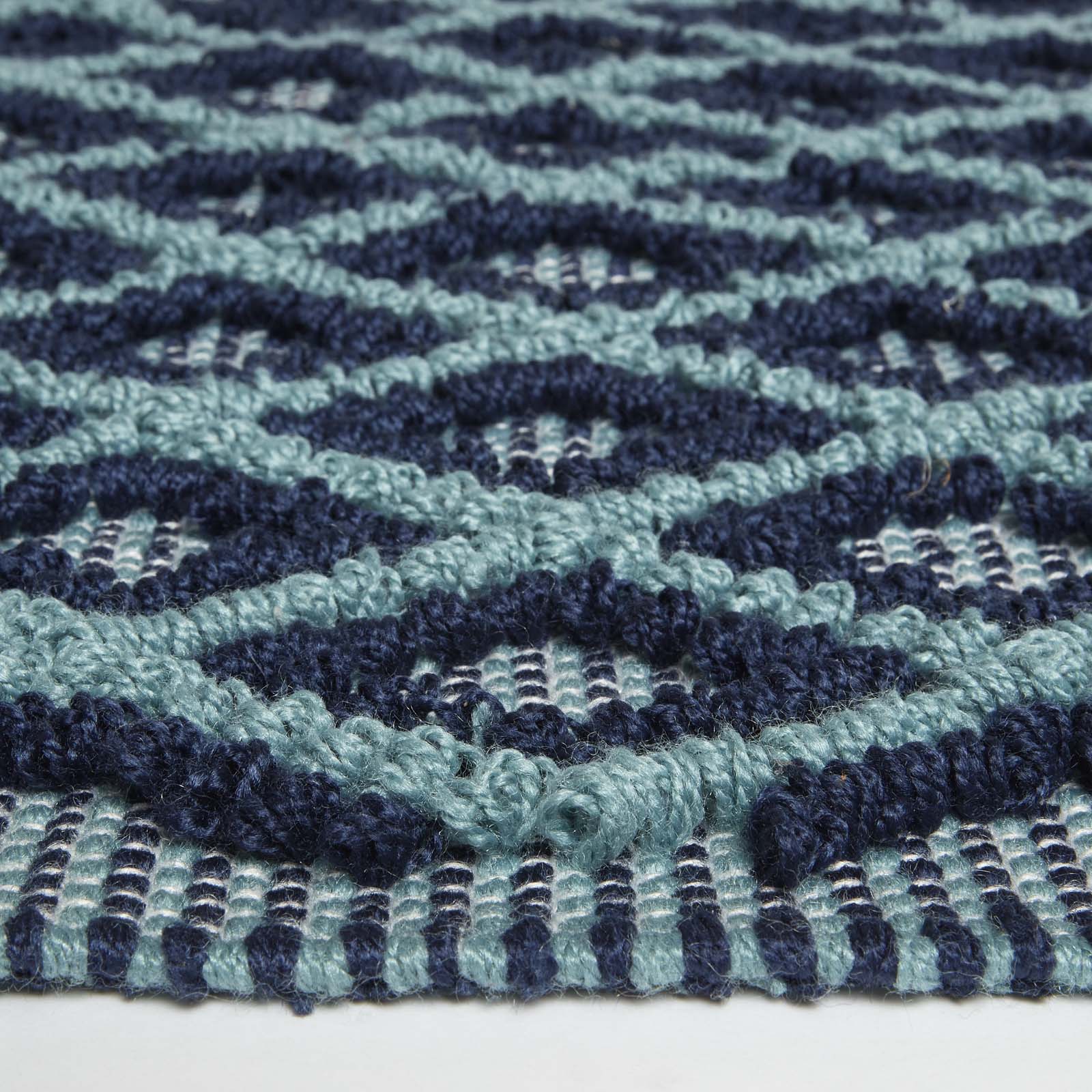 Tula Handwoven Teal & Navy Textured Rug | 150cm x 95cm | Navy Blue