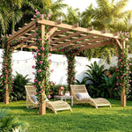 3 X 3 M Wooden Pergola Kit, Garden Gazebo Shelter | Brown