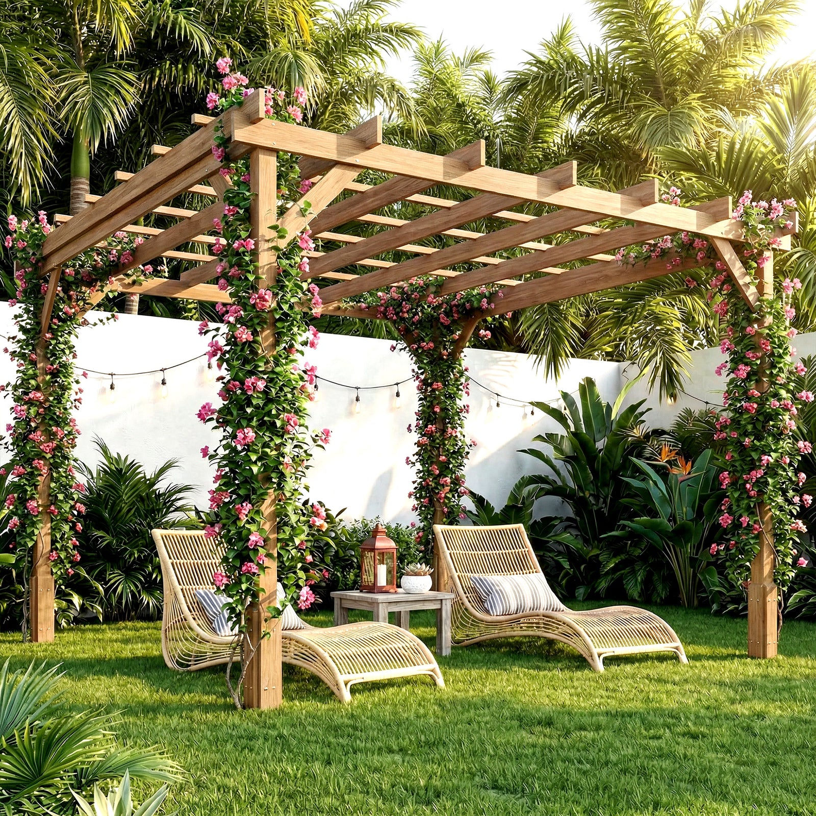 3 X 3 M Wooden Pergola Kit, Garden Gazebo Shelter | Brown