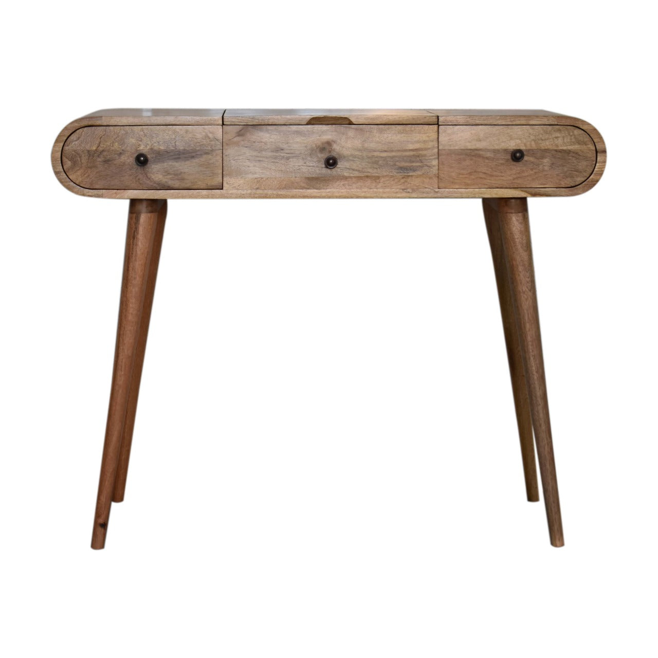 Solid Mango Wood Oak-ish Round Dressing Table
