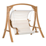 Wooden Porch A-frame Swing Chair W/ Canopy And Cushion