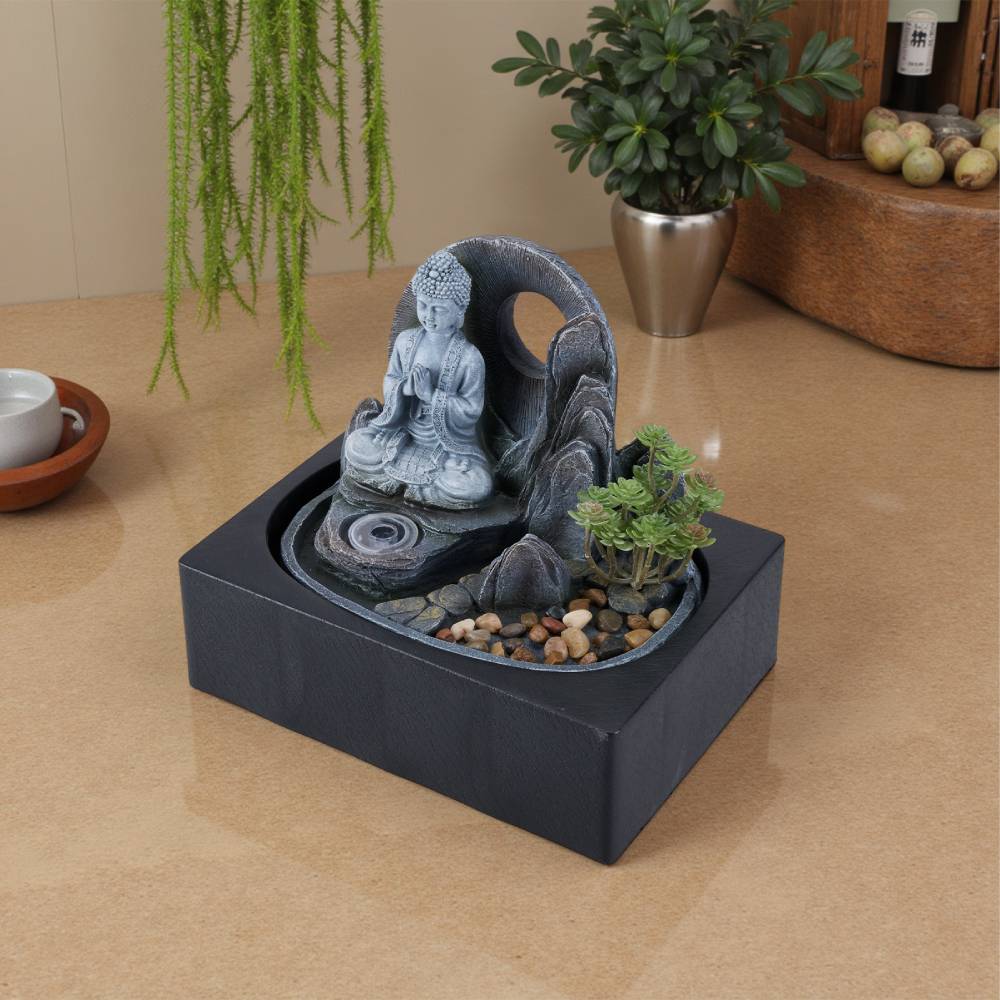 Peaceful Flow Fountain Tabletop Waterfall Fountain With Led Lighting
