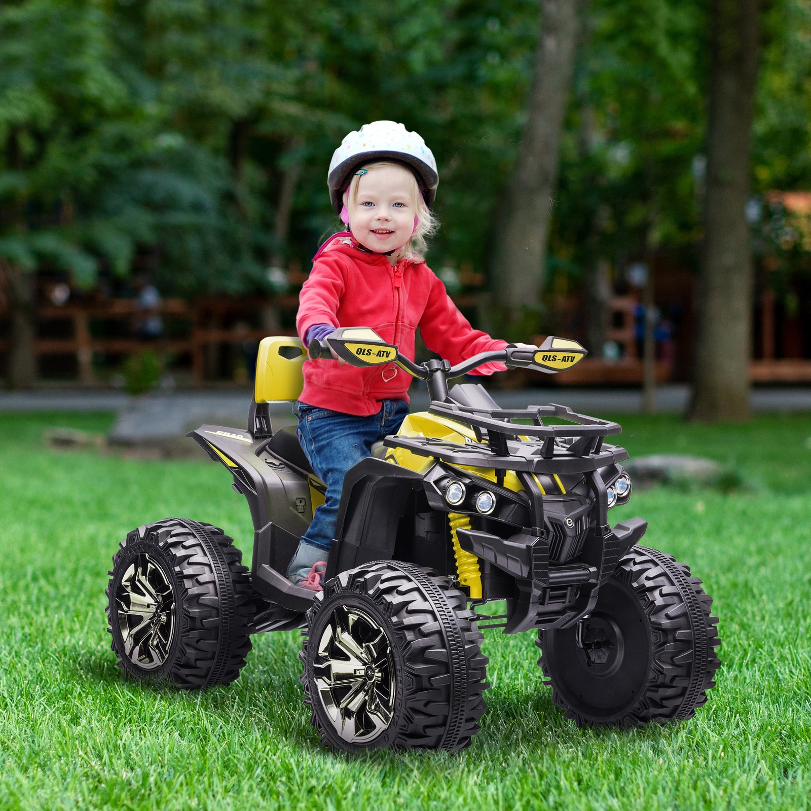 12v Quad Bike Atv With Led Lights, Music, For Boys Girls | Yellow