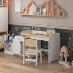 Kids Desk And Chair Set For 3-6 Year Old With Storage Drawer, White
