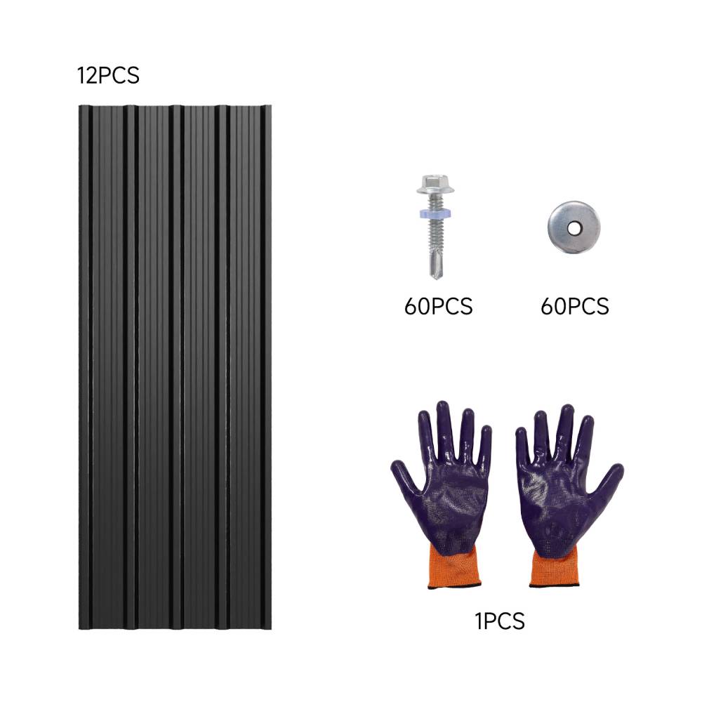 12pcs Galvanised Steel Corrugated Roofing Sheets | Black