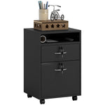 60cm Storage Cabinet With Drawers And Open Shelf | One Size | Black